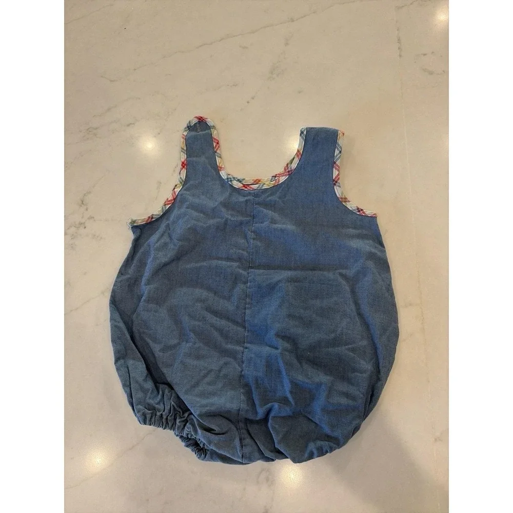 baby‎ romper chambray denim embroidered duck handmade bubble infant 3-9 Months ?